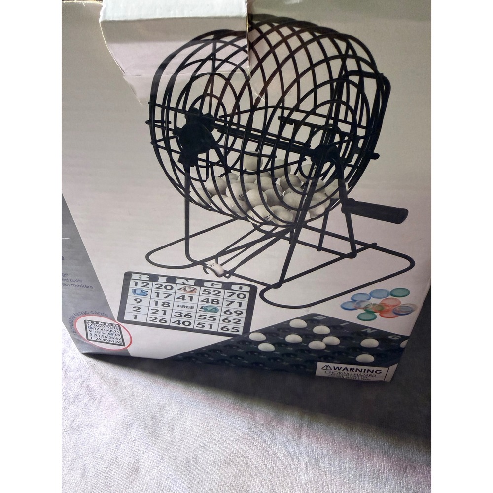 Yorkshire Bingo Set Metal Rotary Cage Master Board Balls and Chips 247098